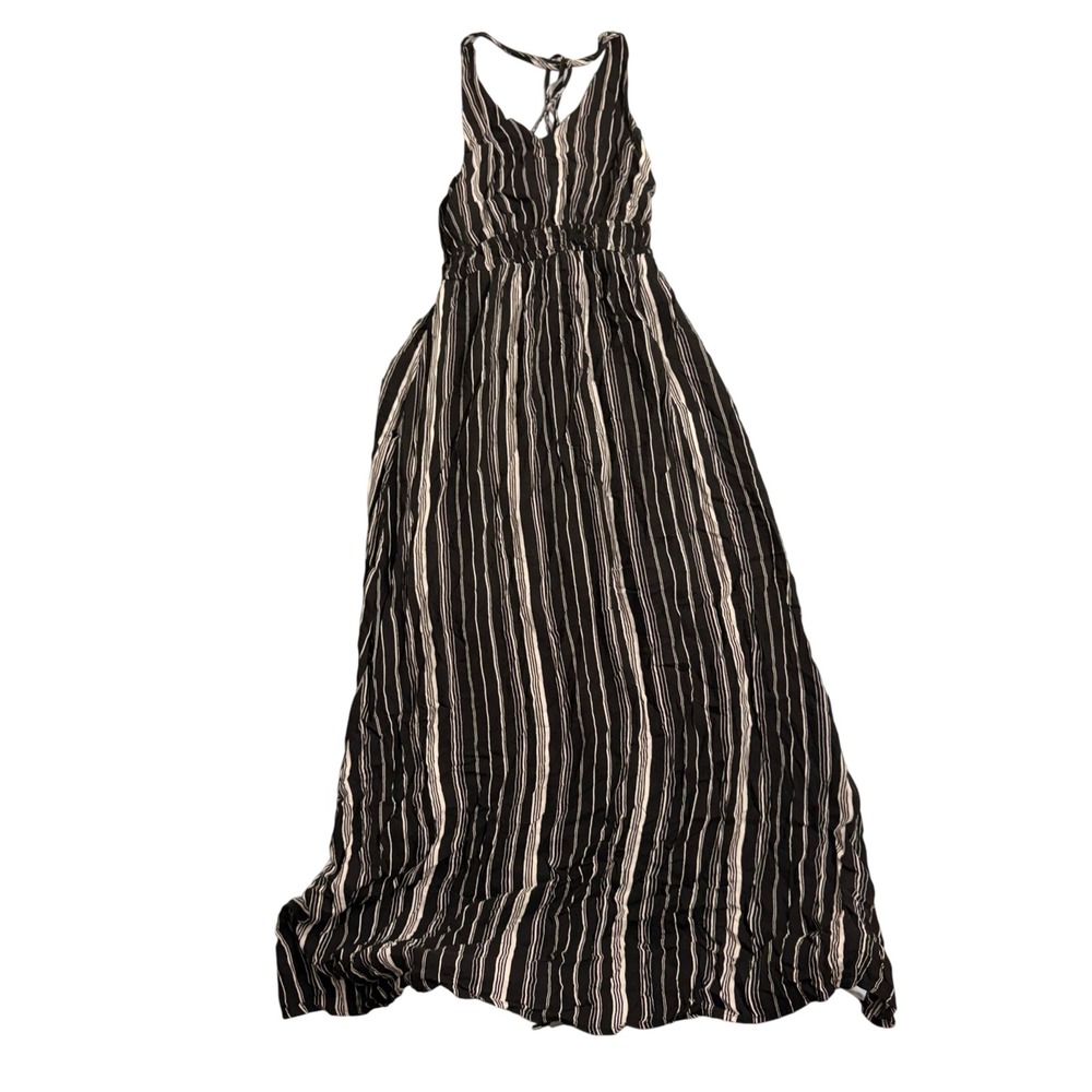 Black White Stripe Maurices small Maxi Dress Halter Neck Empire Waist Beach